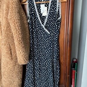 J. Crew x Rouje Rencard wrap dress polka dot navy multi $178